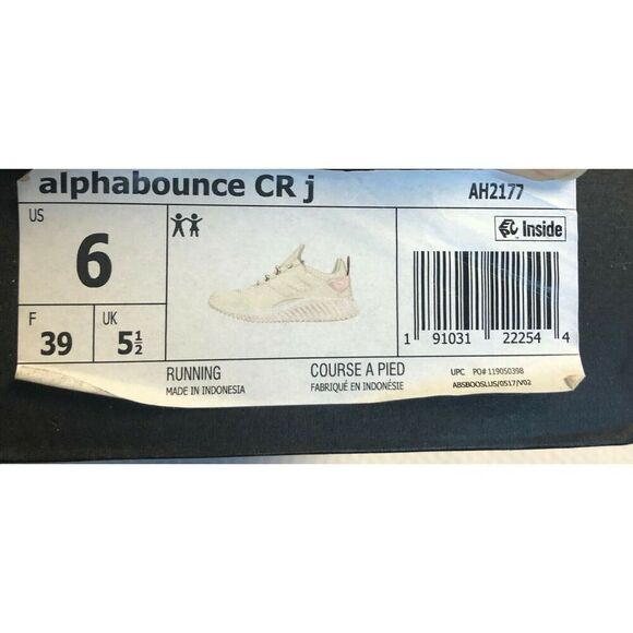 NIB Adidas Juniors Alphabounce Croff Ivory Running Sneakers Size 6 - Picture 12 of 12